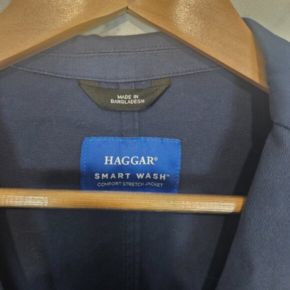 NWT Haggar Comfort Stretch Jacket Slim Fit Small 36/38 Blue Smart Wash $140 - Picture 4 of 11